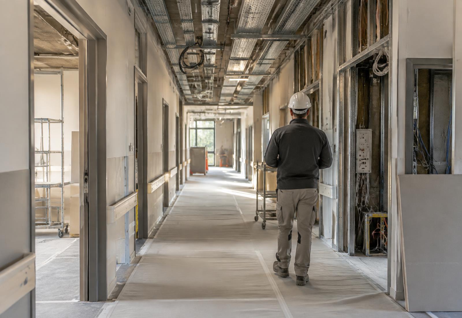 Chantier de rénovation dans un établissement de santé
